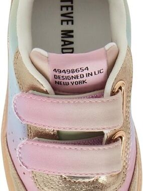 Steve Madden Kids Pink and Gold Velcro Athletic Sneakers